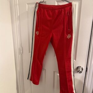 Darc Sport Red Trackpants with White & Black Side Stripes